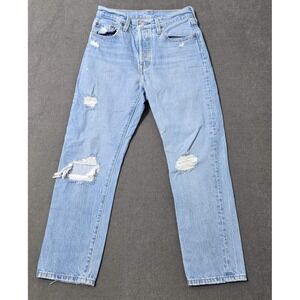 Levi Strauss 501 Light Wash Straight Leg Jeans 25x24 26 Butter Fly Distressed
